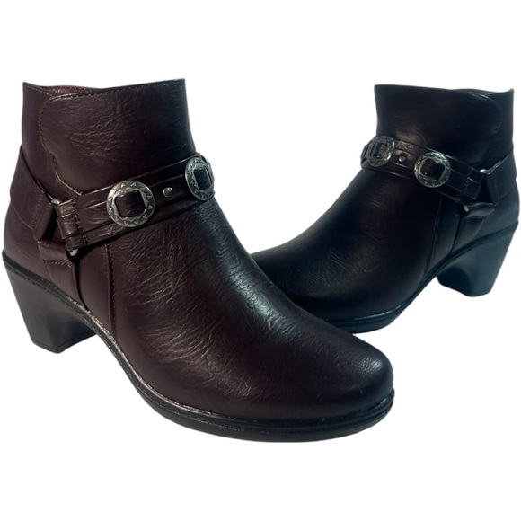 Easy Street burgundy bailey Sz 8W rodeo western boots w conchos. Comfy low hill - Picture 1 of 11